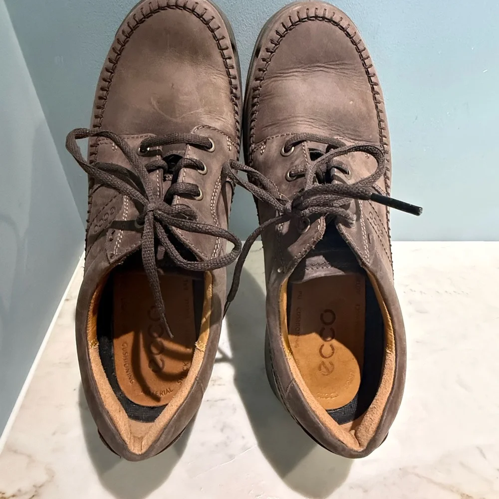 ECCO Oxford Lace Up Moc Toe Low Top Casual Shoes, size 46